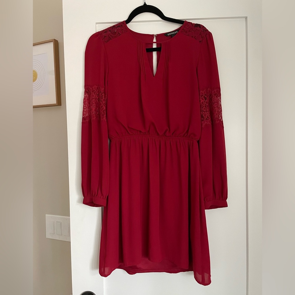 Express Long Sleeve Red Dress